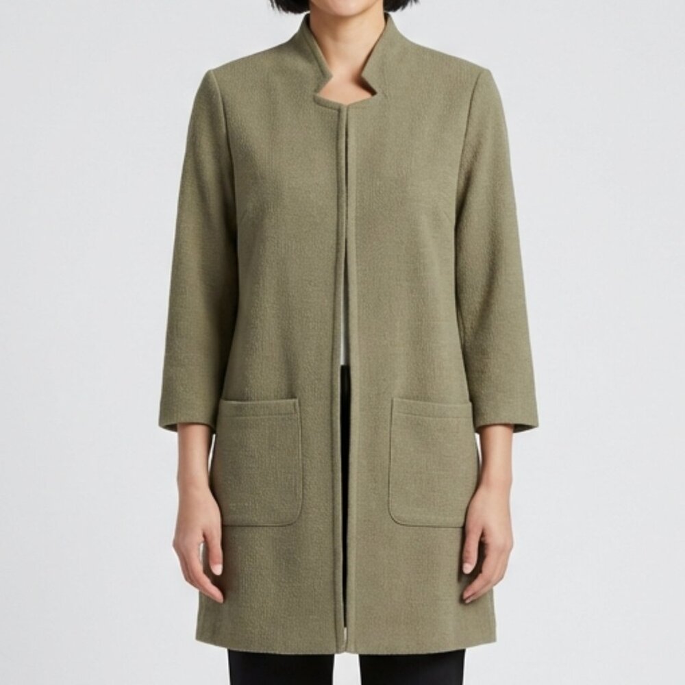 New York Clothing Company Khaki.Olive Open Front Longline Cardigan